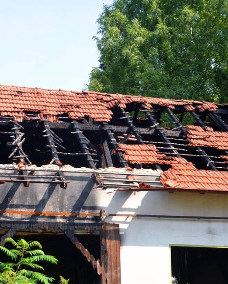 Fire ruin of a small house