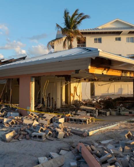 Hurricane Milton storm surge severe damage to waterfront house on Manasota Key